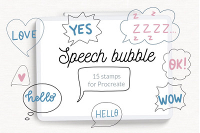 Speech bubble stamps for Procreate. Digital planner stickers design