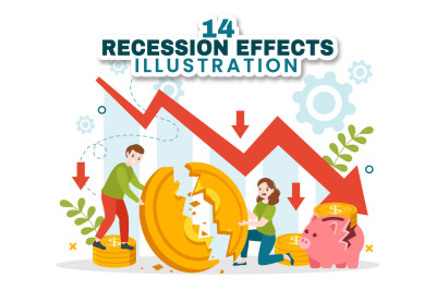 14 Recession Effects Vector Illustration