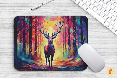 Mouse Pad Psychedlic Deer In The Wood