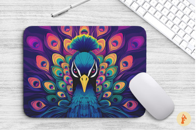 Mouse Pad Beautiful Colorful Peacock