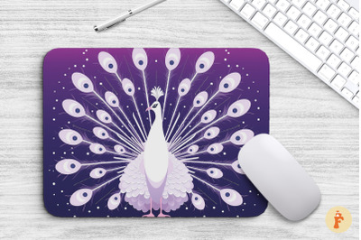 Mouse Pad Beautiful White Peacock