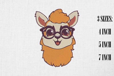 Cute Kawaii Llama Embroidery Design