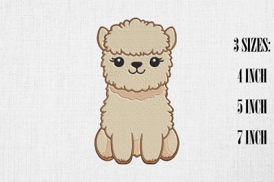 Cute Llama Embroidery Design