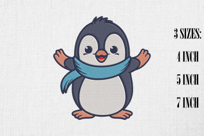 Cute Penguin Embroidery Design