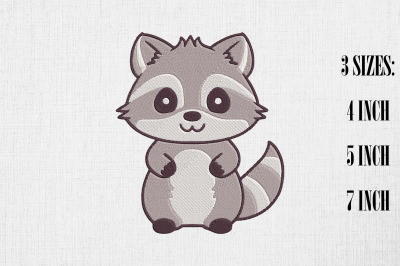 Cute Raccon Embroidery Design