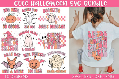 Retro Cute Kids Halloween SVG Bundle PNG