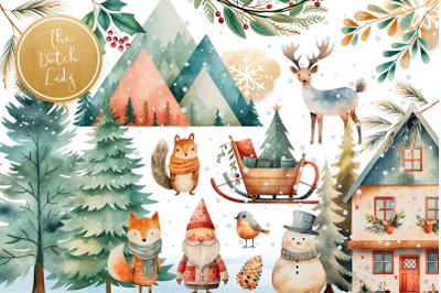Christmas &amp; Winter Landscape Clipart Set