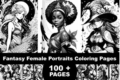 Fantasy Female Portraits Coloring Pages