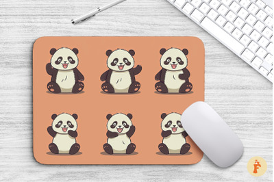 Mouse Pad Adorable Panda Poses