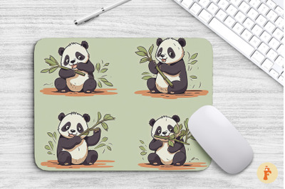 Mouse Pad Cute Panda Munching On Bamboo