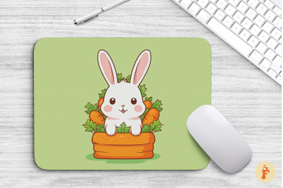 Mouse Pad Cute Rabbit With Carrot