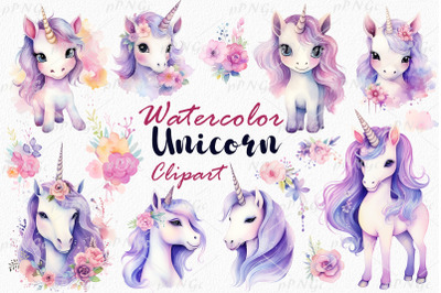 Enchanting Unicorn Watercolor Clipart