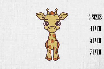 Kawaii Giraffe Embroidery Design