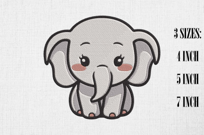 Cute Elephant Embroidery Design