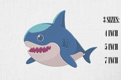 Kawaii Shark Embroidery Design