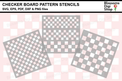 Checker Board Pattern Stencils SVG, EPS, PDF, DXF &amp; PNG files
