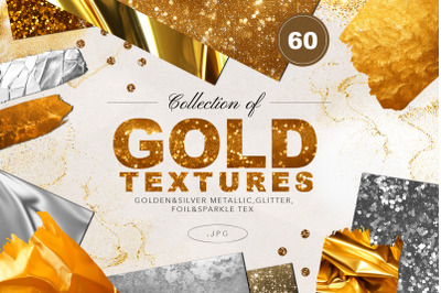 60 Gold&amp;amp;Silver Foil Glitter Textures