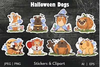 Cute dog halloween stickers | Funny pets in creepy costums