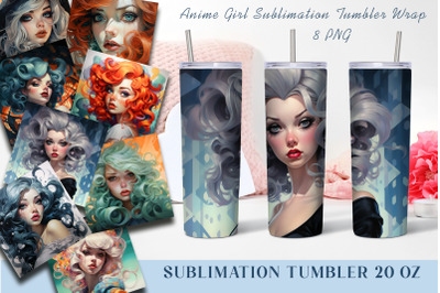 Anime Girl Tumbler Sublimation Tumbler Wrap bundle