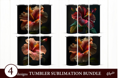 Hibiscus Tumbler Bundle. Flower Tumbler Sublimation Wrap