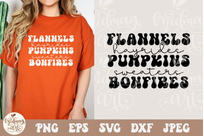 Flannels Hayrides Pumpkins Sweaters Bonfires SVG PNG, Fall words svg