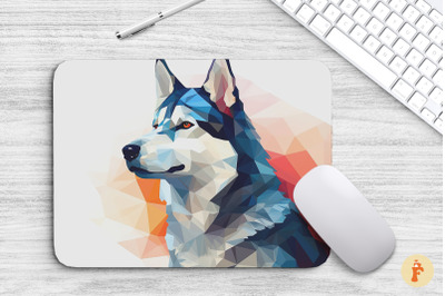 Mouse Pad Husky Dog Polygon Graphic