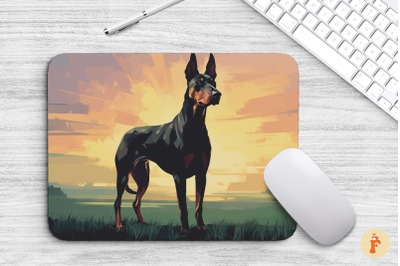 Mouse Pad Doberman On A Grassy Field