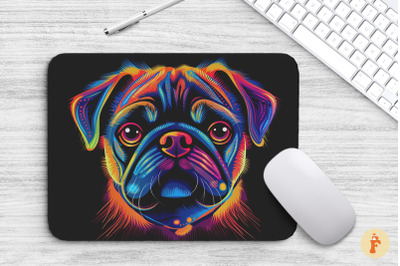 Mouse Pad Colorful Pug Face