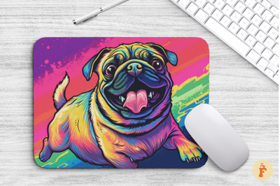 Mouse Pad Colorful Happy Pug Dog