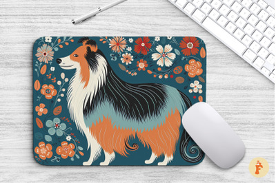 Mouse Pad Collie Dog Folk Style Art