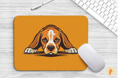 Mouse Pad Beagle Doing Fake Push Up