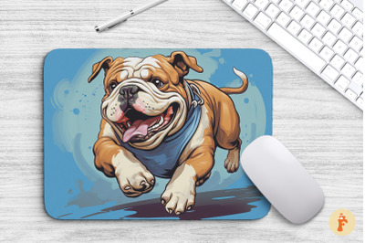 Mouse Pad Happy Bulldog Running