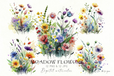 Watercolor meadow flowers