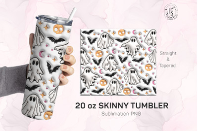 Inflated Bubble Spooky Ghost Tumbler Wrap, 3D Tumbler Design
