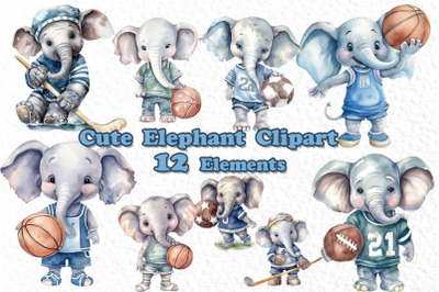 Watercolor clipart, Elephant Clipart, Cute Elephants Png