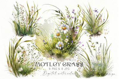 Watercolor meadow grass