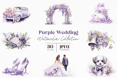 Purple Wedding Watercolor Collection