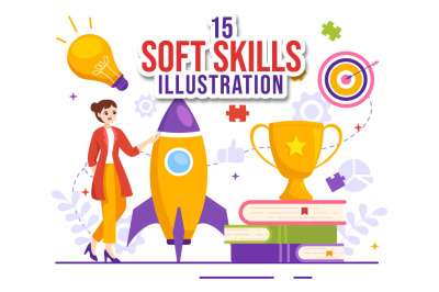 15 Soft Skills Vector Illustration