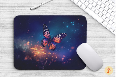 Mouse Pad Beautiful Butterfly At Night