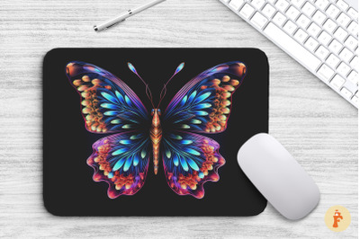 Mouse Pad Colorful Neon Butterfly