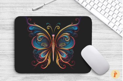 Mouse Pad Intertwines Lines Butterfly