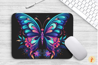 Mouse Pad Butterfly With Flowers