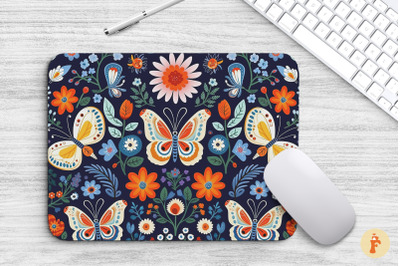 Mouse Pad Spring Butterflies Flowers