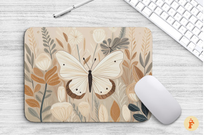 Mouse Pad Boho Plants And Butterflies