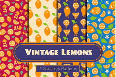 Vintage Lemons Seamless Patterns