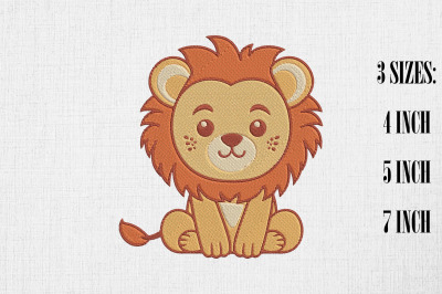 Cute Kawaii Lion Embroidery Design