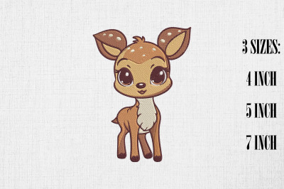 Kawaii Deer Embroidery Design