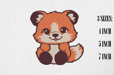 Cute Kawaii Red Panda Embroidery Design