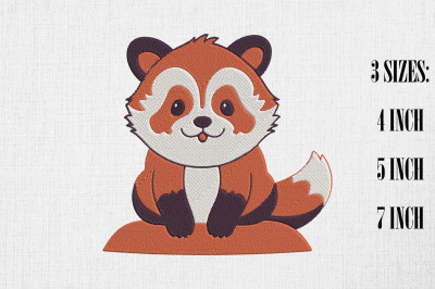 Cute Red Panda Embroidery Design