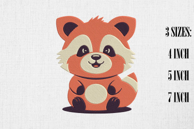 Kawaii Red Panda Embroidery Design
